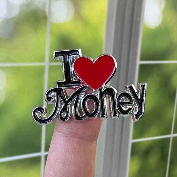 I Love Money Heart Enamel Pin/ Brooch - Picture 1 of 6
